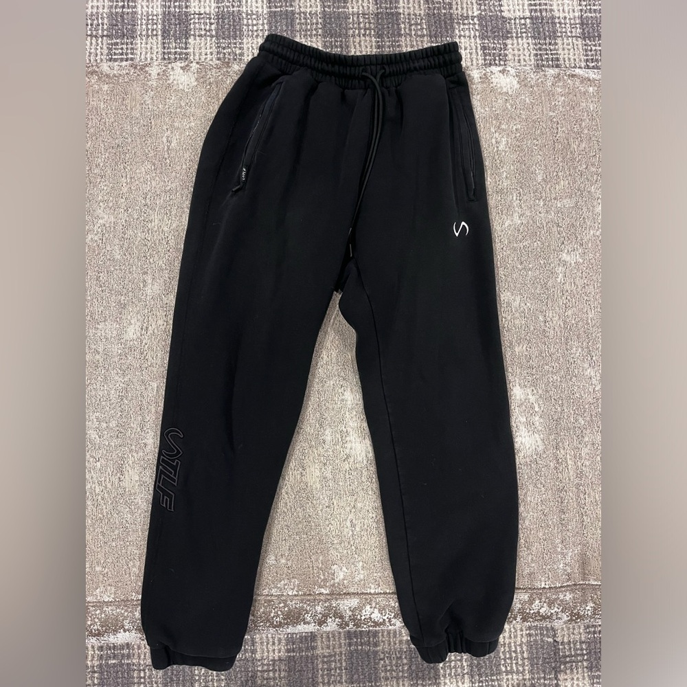 Black TLF sweatpants gymshark joggers cuffed mens medium